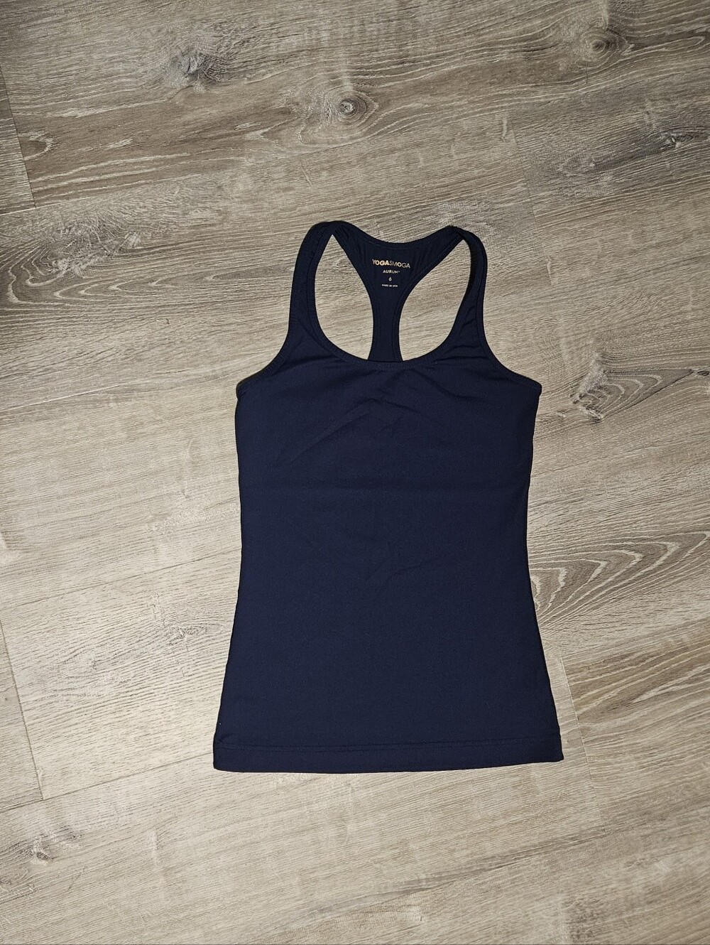 Yogasmoga Made In USA Luxury Racerback Tank Top Navy Blue Yoga Gym Athletic Sz 6